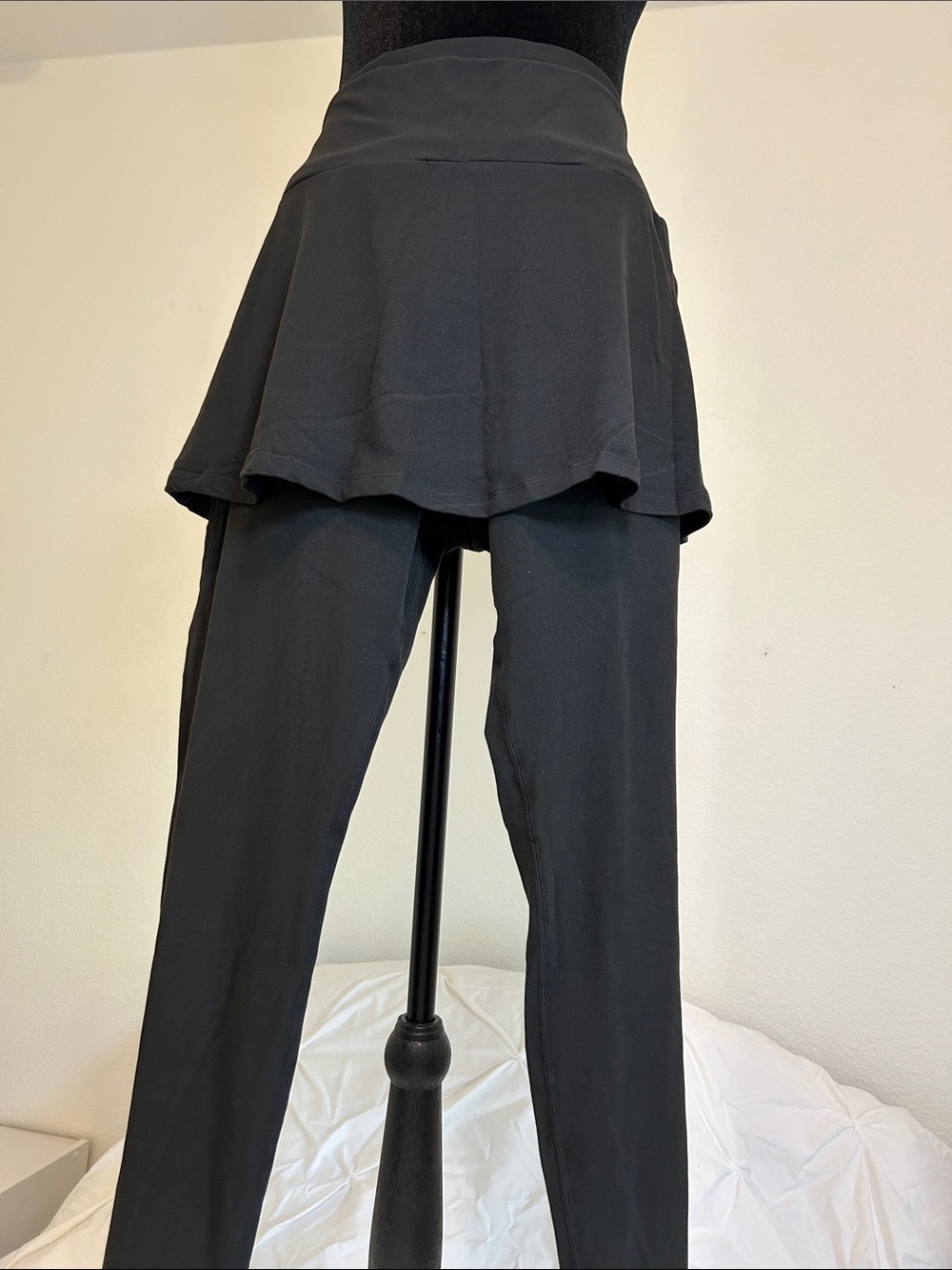 Black Skirted Leggings - Flared Skirt Overlay